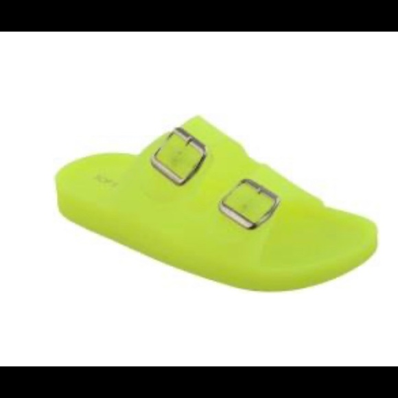 Neon Yellow Translucid Matte Jelly Buckle slides - Picture 4 of 4